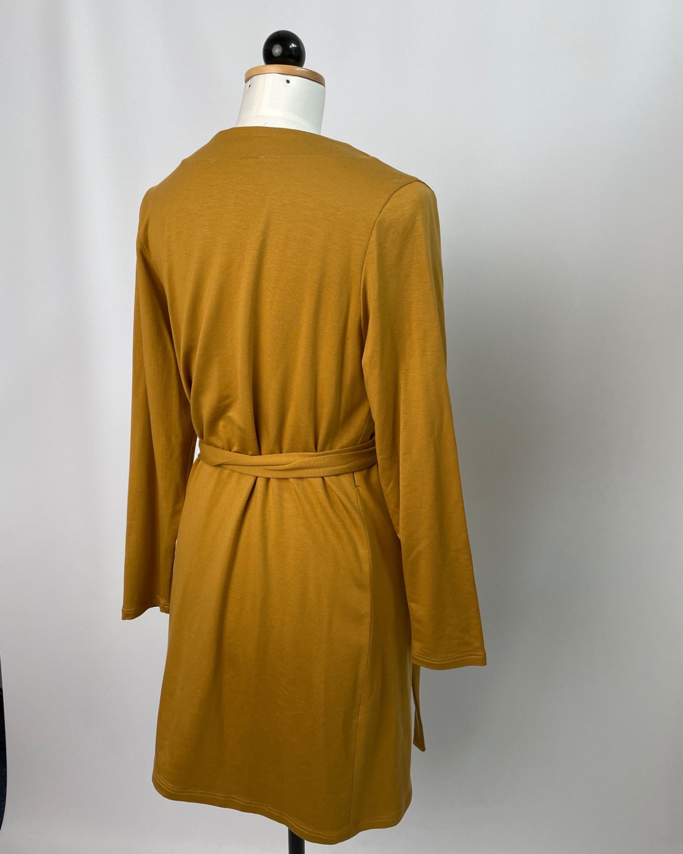 Wilma | langärmliges Wickelkleid | Tencelsweat senfgelb | Größe S | Second Love