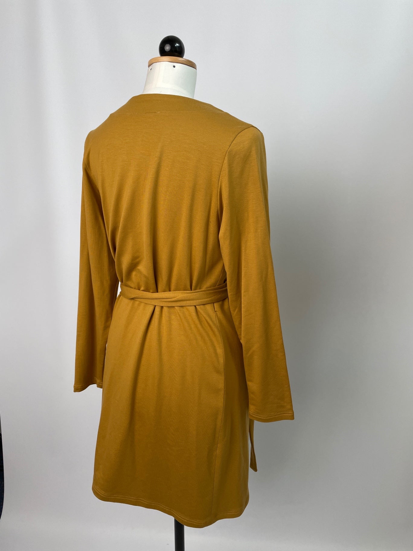 Wilma | langärmliges Wickelkleid | Tencelsweat senfgelb | Größe S | Second Love