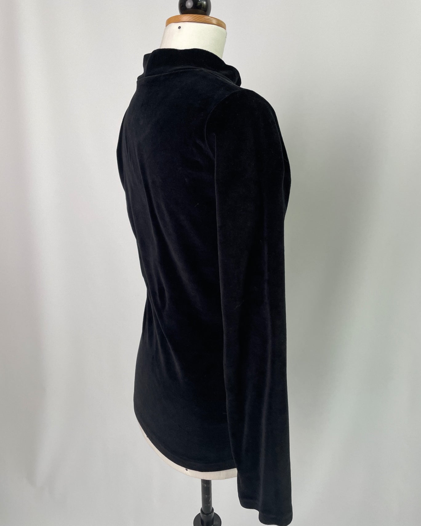 Bina | langärmliges Basicshirt mit Stehkragen | Velvet schwarz | Größe XXS