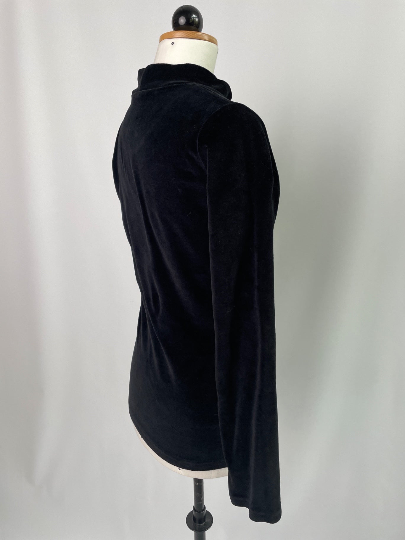 Bina | langärmliges Basicshirt mit Stehkragen | Velvet schwarz | Größe XXS