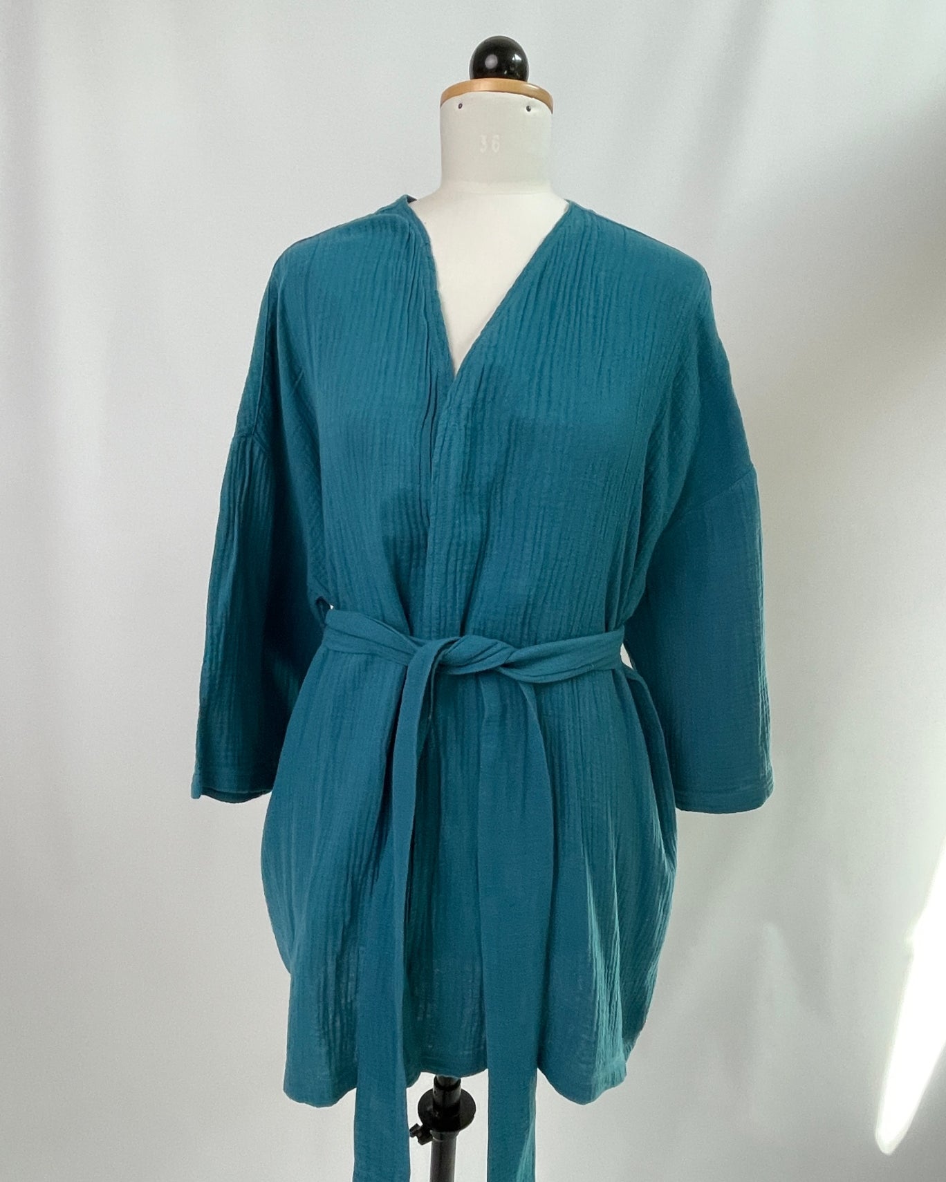 Cora | Cardigan dreiviertelarm | Musselin | Farbe: petrol | Größe: XL | ohne Taschen und Schlaufen | Second Love