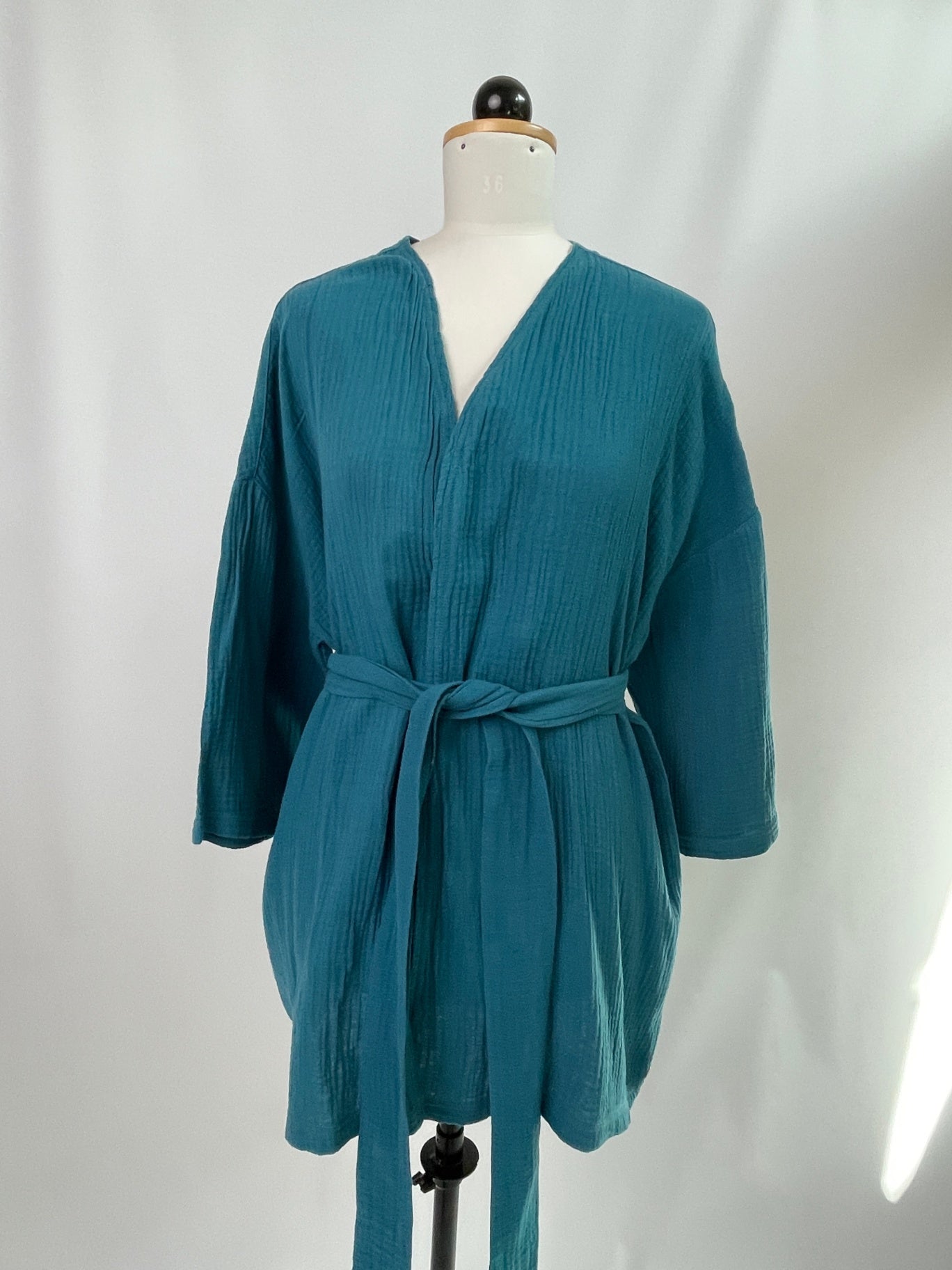 Cora | Cardigan dreiviertelarm | Musselin | Farbe: petrol | Größe: XL | ohne Taschen und Schlaufen | Second Love