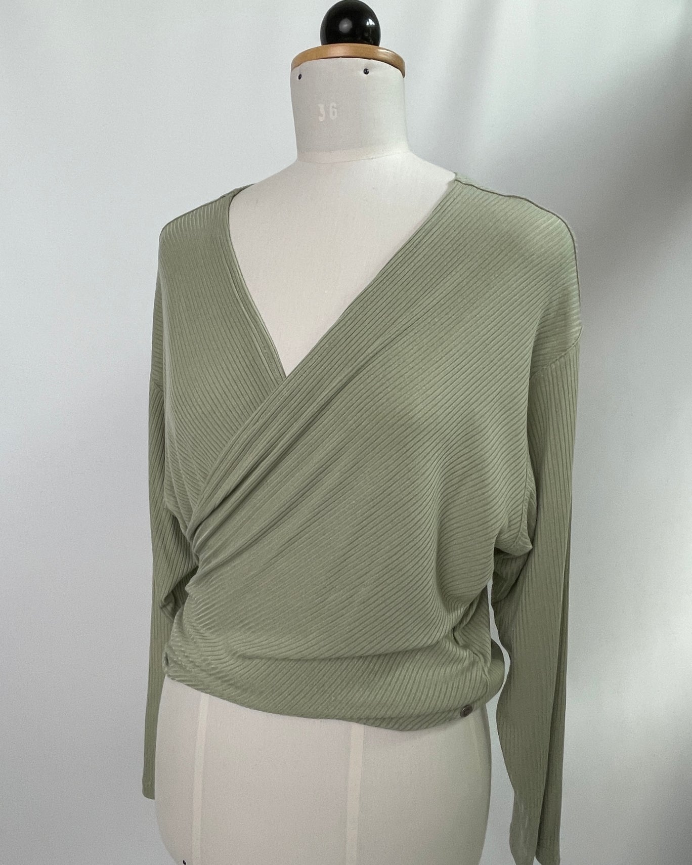 Winja | Wickelbluse langarm | Rippjersey mint | Größe 1 | Second Love