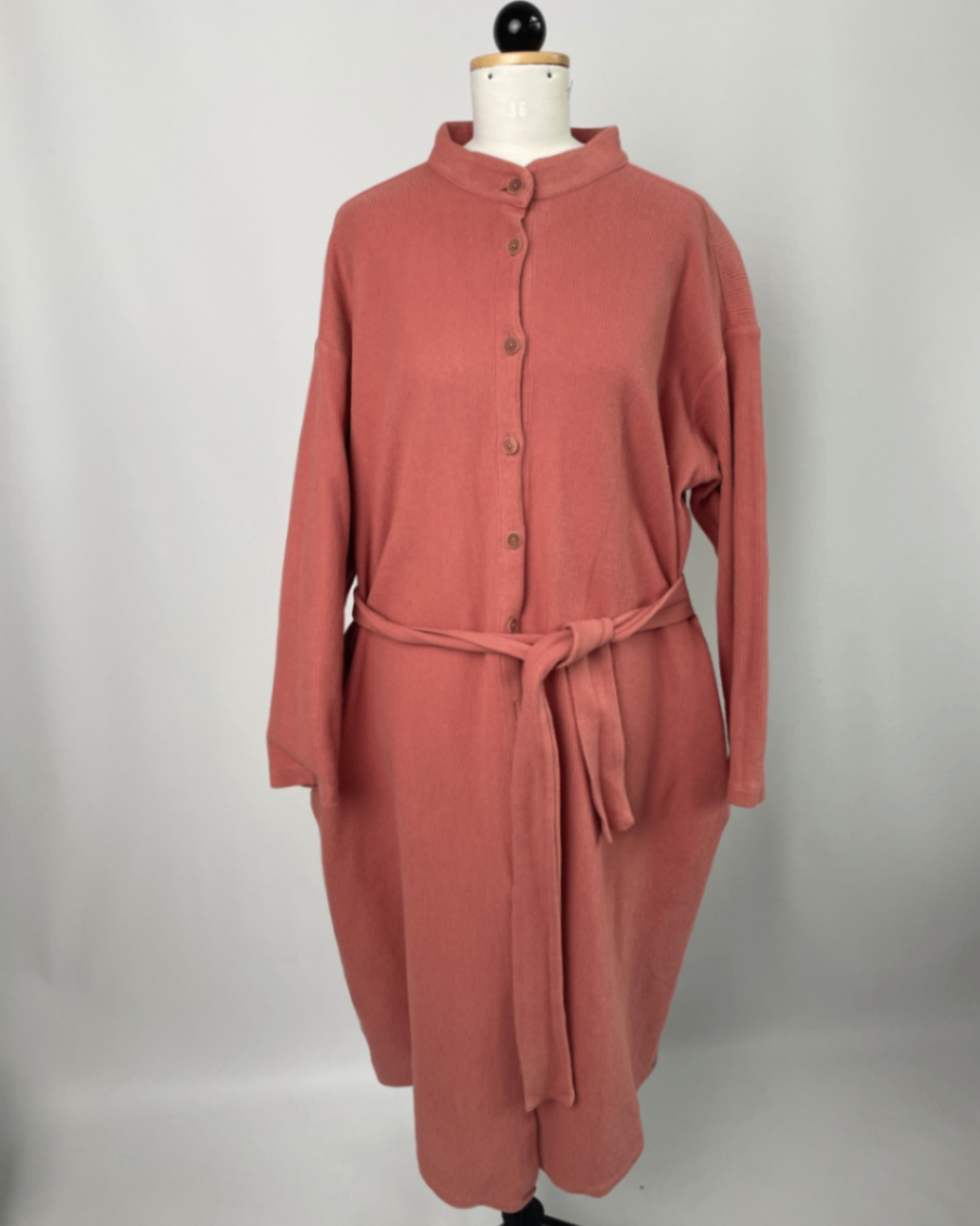 Briana | Langärmliges Blusenkleid | Cordsweat Rosenholz | Größe XXXL mit Taschen | Second Love