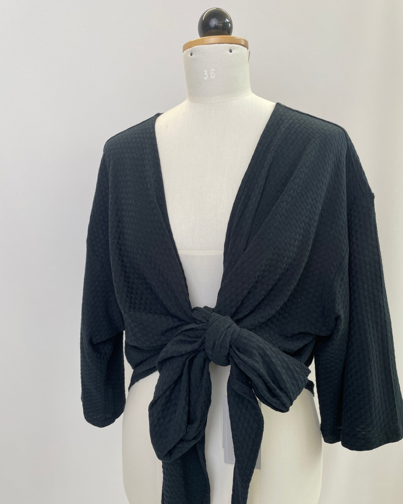 Winja | Wickelbluse | 3/4-Arm | Waffel schwarz | Größe 2 | Second Love