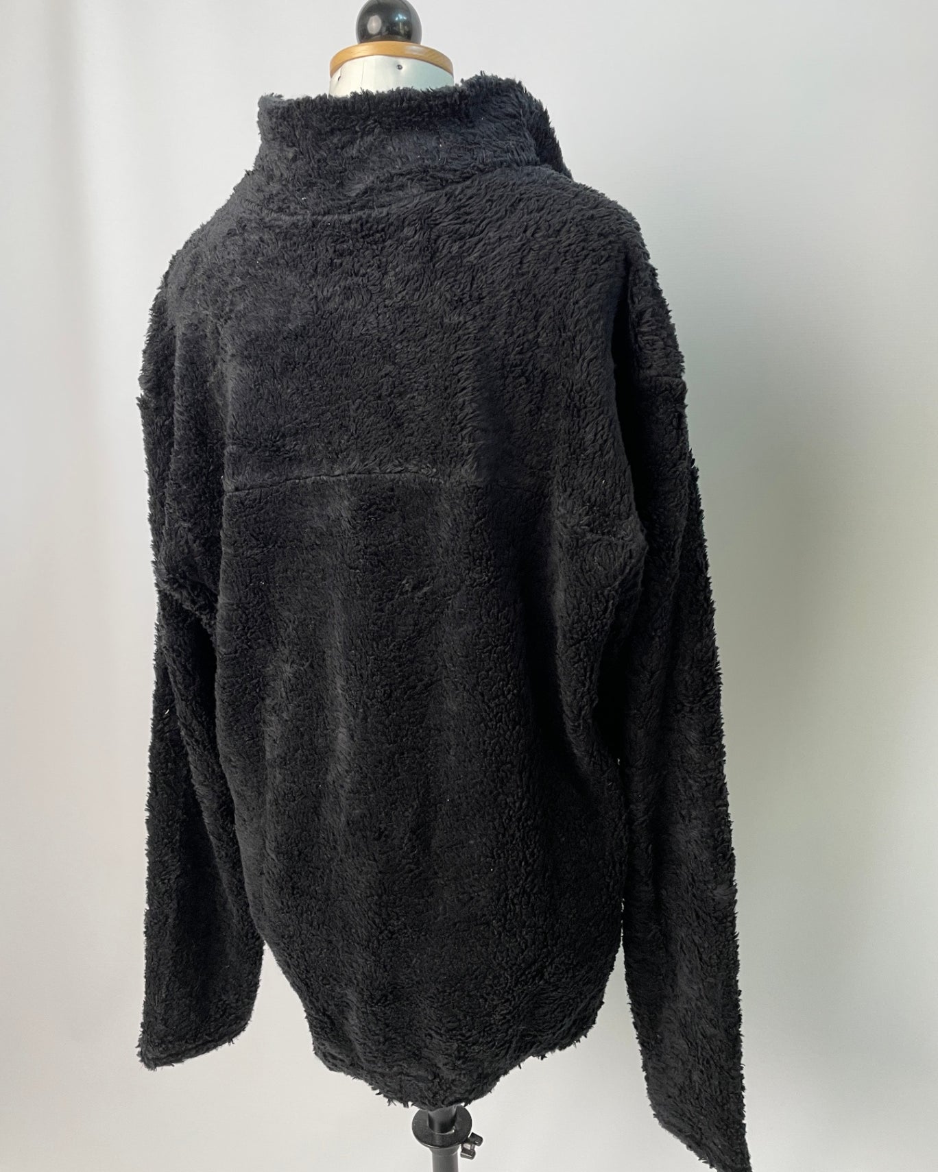 Paul | Lockerer Zipp-Pullover | Limited-Teddy schwarz | Größe L Sonderlänge s. Beschr. | Second Love