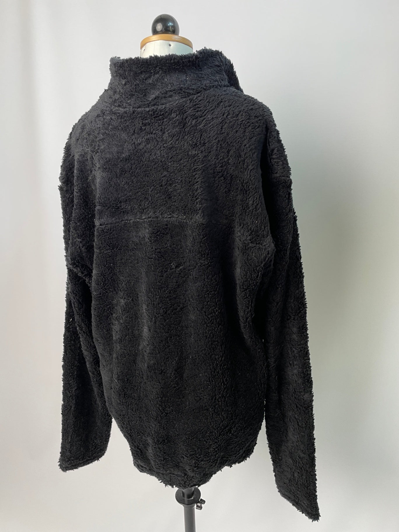 Paul | Lockerer Zipp-Pullover | Limited-Teddy schwarz | Größe L Sonderlänge s. Beschr. | Second Love