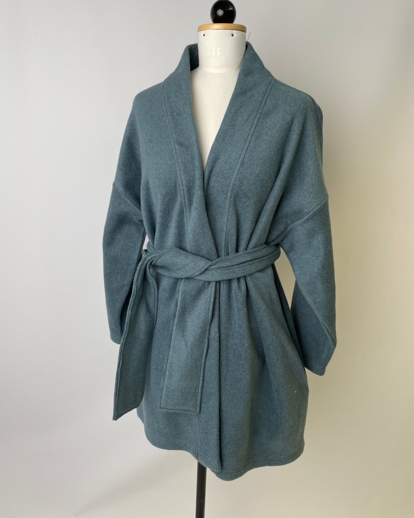 Mantel | 100% Bio-Baumwoll-Fleece rauchblau | Größe L