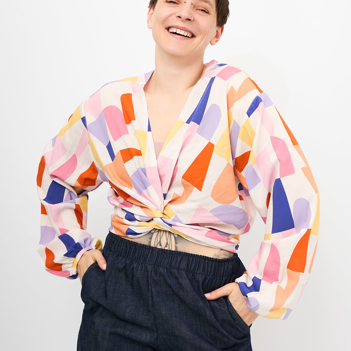 Winja | Wickelbluse mit Ballonärmeln | individualisierbar