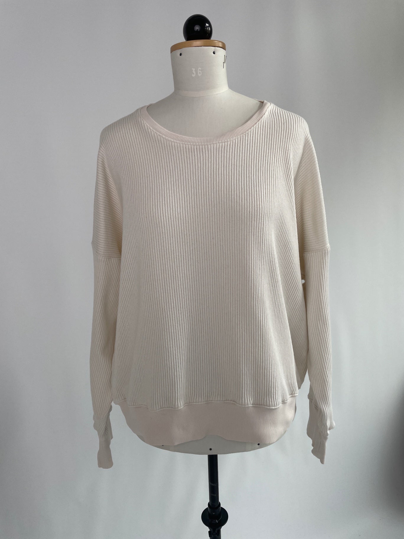 Sweater | Bio-Baumwoll-Strick Ecru | Gr. M | Sonderlängen | Second Love