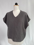 Ophelia | Oberteil mit V-Ausschnitt | Leinen grau | Größe XS | Second Love
