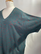 Kumi | kurzärmliges Kimonokleid | Blüten grün | Größe XL+Taschen | Second Love