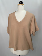 Ophelia | Oberteil mit V-Ausschnitt | Waffelstoff beige | Größe M | Second Love