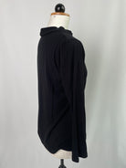 Bina | langärmliges Basicshirt mit Stehkragen | Rippjersey schwarz | Größe XXS | Second Love