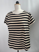 Kurzärmliges Shirt „Gerhart“ | Streifen schwarz | TENCEL™ Modal/Baumwolle | Größe: M | Second Love