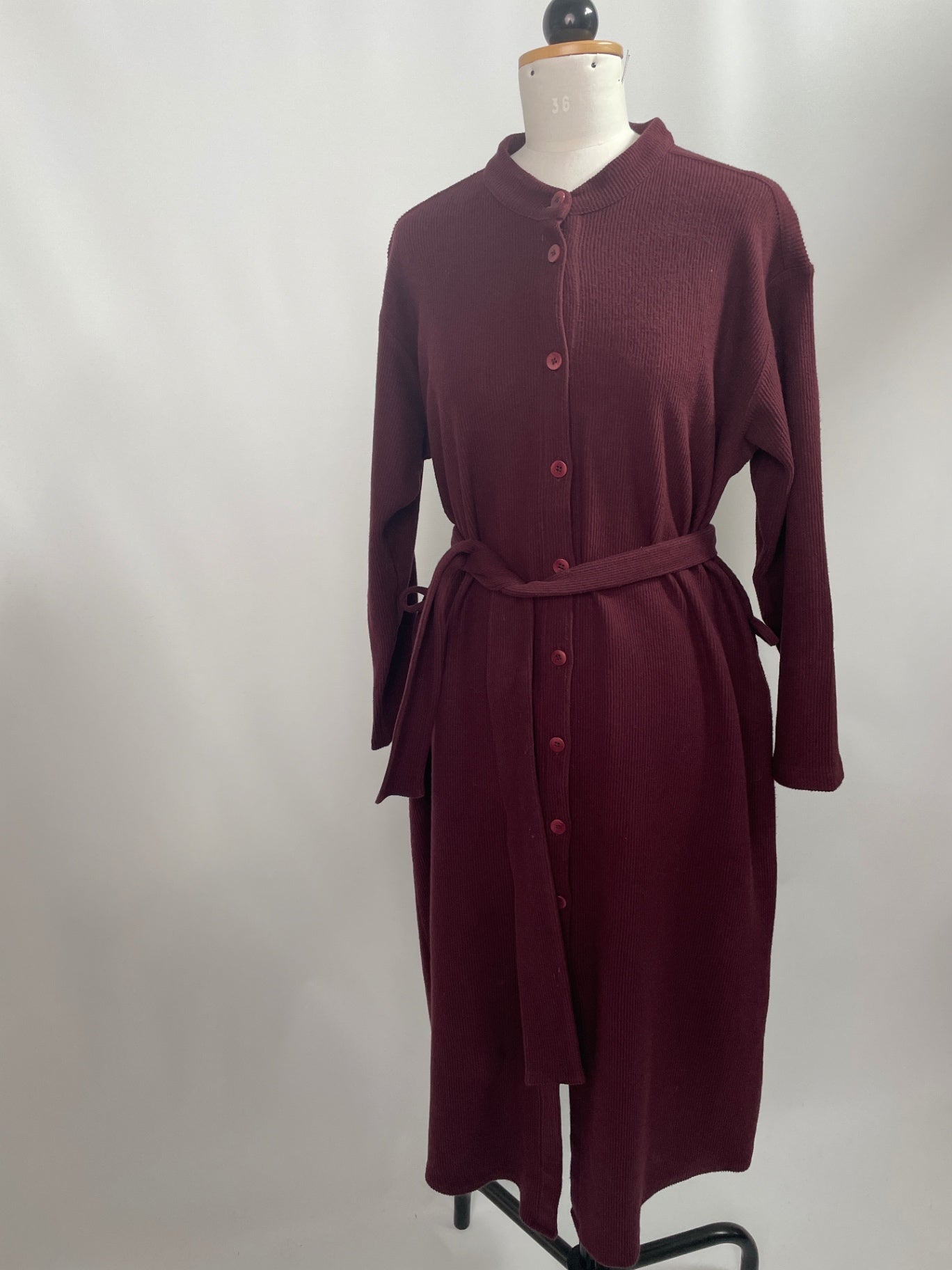 Blusenkleid Briana| langarm | Cordsweat | Größe:S |  Farbe pflaume | Second Love