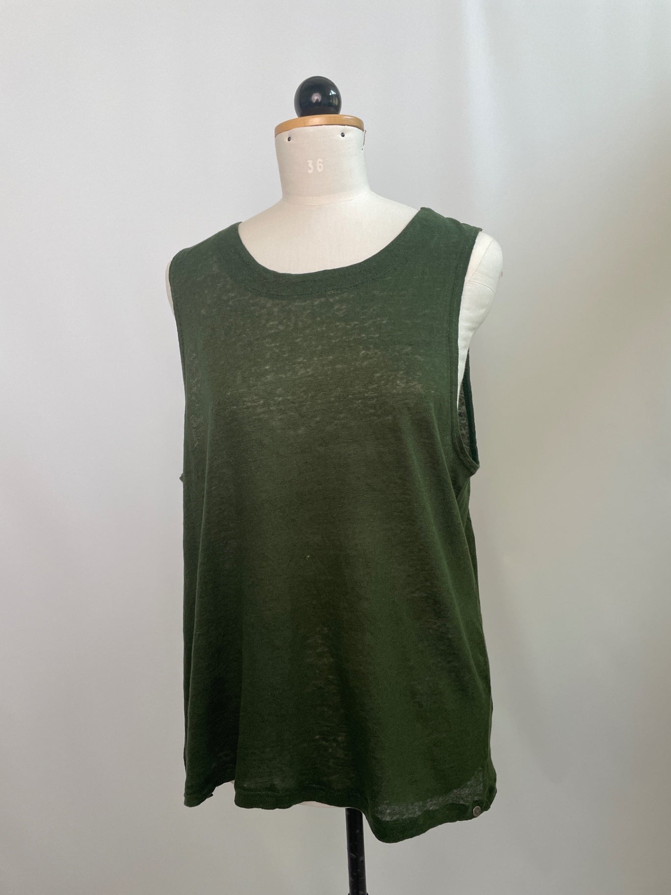 Oberteil Franzi | Leinenjersey | Größe: L  | Farbe: waldgrün | Second Love