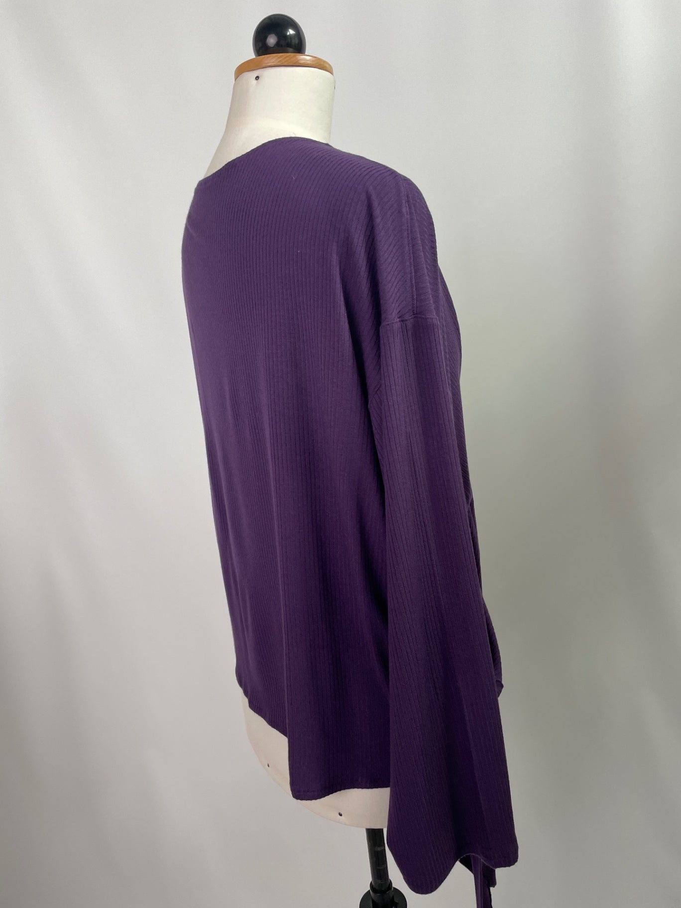 Wickelbluse | langarm | Rippjersey | Lila | Größe: 3 | Second Love