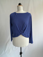 Clara | Langärmliges Croptop | Rippjersey | Größe: XXXL | Farbe: blau | Second Love
