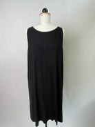 Adam | Ärmelloses A-Linienkleid hoher Ausschnitt  | Rippjersey schwarz | Größe XXXL | Second Love