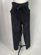 Holly | Hose mit Bindeband & weitem Bein | Velvet-Cord schwarz | Größe XS | Second Love