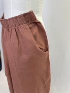 Betty | Hose mit Barrelschnitt/O-Form | Leinen gewebt altrosa | Größe XL -8 cm | Second Love