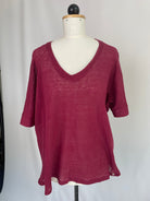 Ophelia | Oberteil mit V-Ausschnitt | Leinenjersey fuchsia | Größe M | Second Love