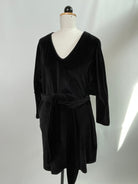 Kumi | Langärmliges Kimonokleid | Velvet schwarz | Größe XL | Ärmel gekürzt (ohne Bündchen) | Second Love