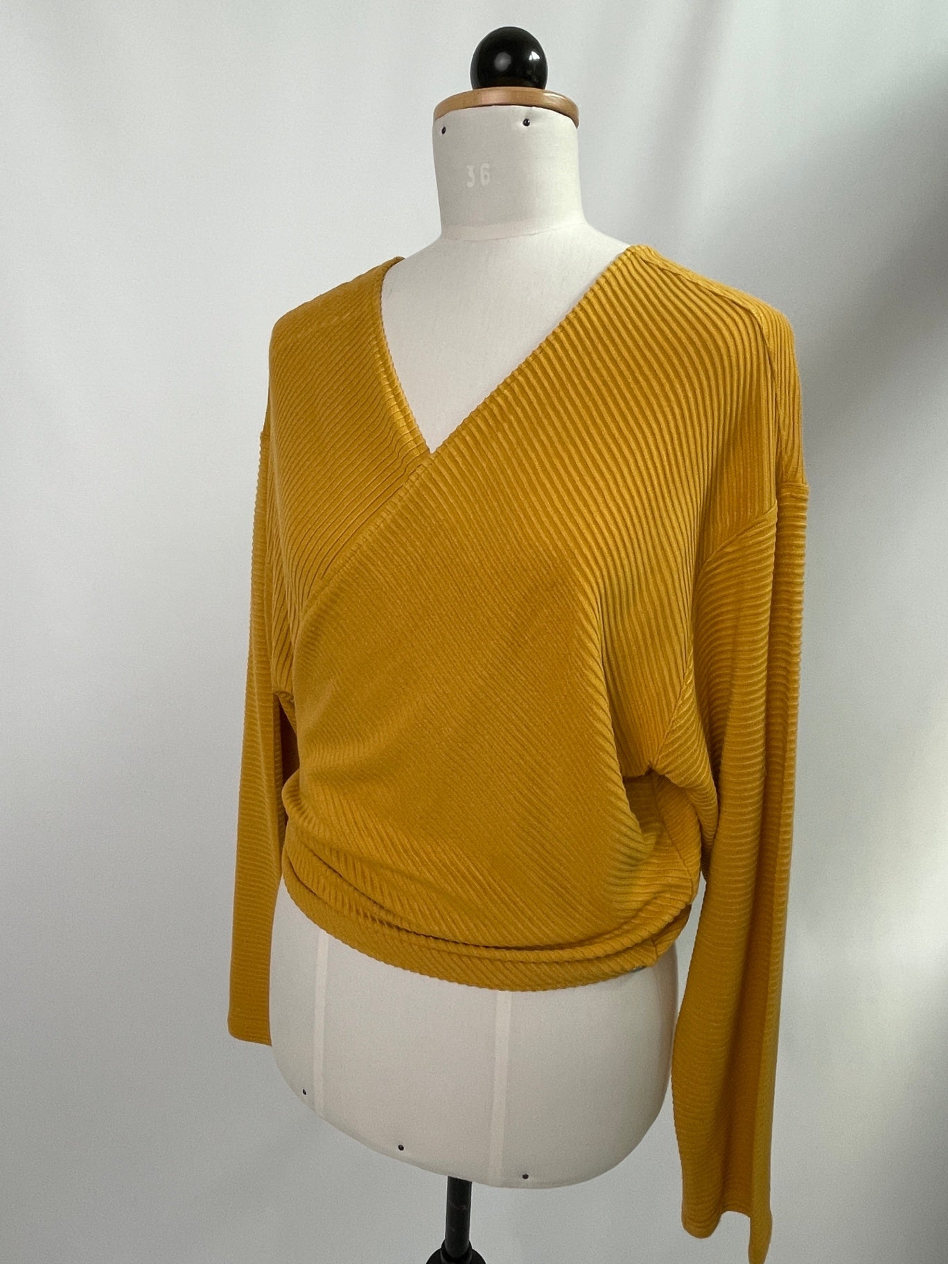 Winja | Wickelbluse langarm | EcoVero Ripp gelb | Größe 1 | Second Love