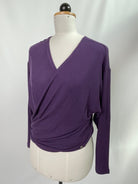 Winja | Wickelbluse langarm | Rippjersey lila | Größe 2 | Second Love