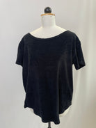 Gerhart | Kurzärmliges Shirt mit Rundung | Frottee schwarz | Größe M | Second Love