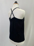 Tina | Trägertop mit Spitze | Rippjersey schwarz | Größe L | Second Love
