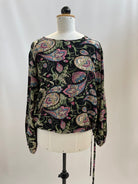 Greta | Oberteil mit Bindeband | Paisley schwarz | Größe XXL | Second Love