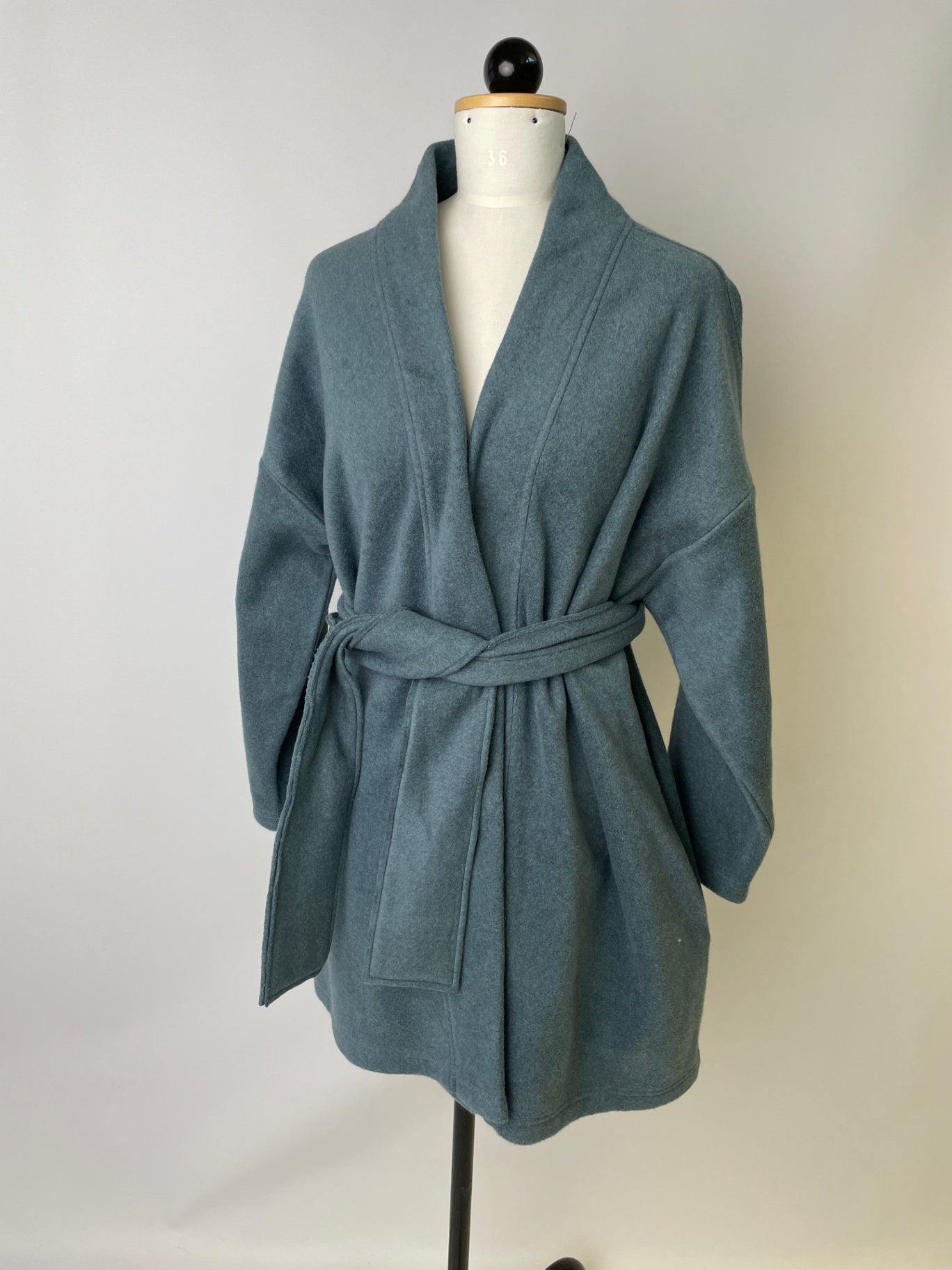 Mantel | 100% Bio-Baumwoll-Fleece rauchblau | Größe L