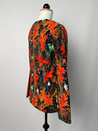 Bina | Enganliegendes Basicshirt | Muster elastisch Herbstblätter (Jersey) | Größe M Ärmel +4cm | Second Love