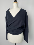 Winja | Vielseitige Wickelbluse | Cordsweat dunkelblau | Größe 1 | Second Love