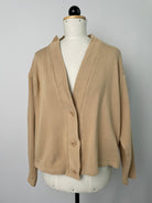 Janne | Kurze Jacke mit Knöpfen | Bio-Baumwollstrick sand | Größe XXXL | Second Love