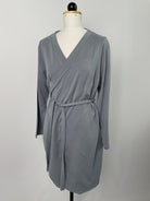 Wilma | Langärmliges Mini-Wickelkleid | Tencelsweat hellblau | Größe XXXL | Second Love